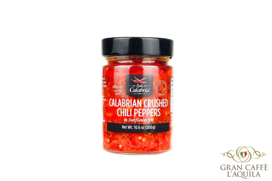 CALABRIAN CRUSHED CHILI PEPPERS IN SUNFLOWER OIL - SOLO CALABRIA (10.6oz/300g)