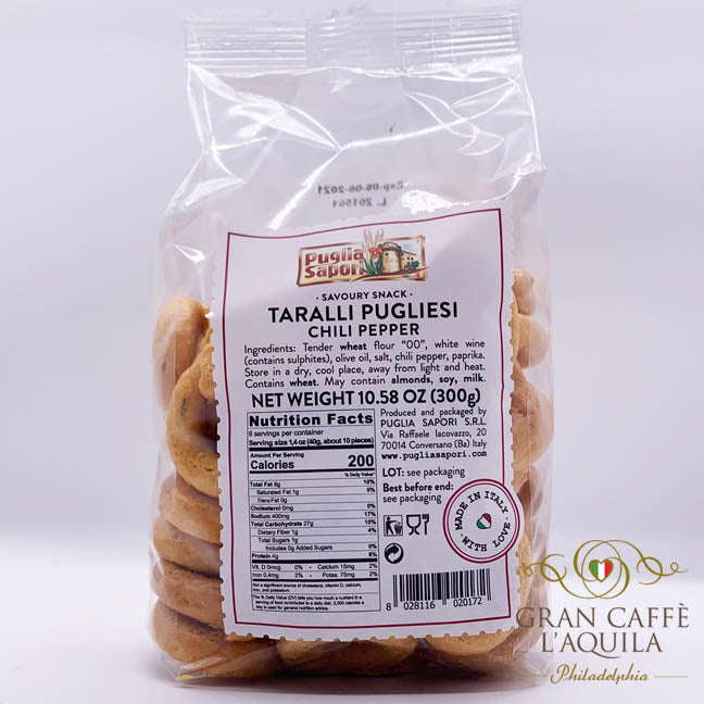 SPICY TARALLI WITH CHIILI PEPPER PUGLIESE 10.58oz - PUGLIA SAPORE