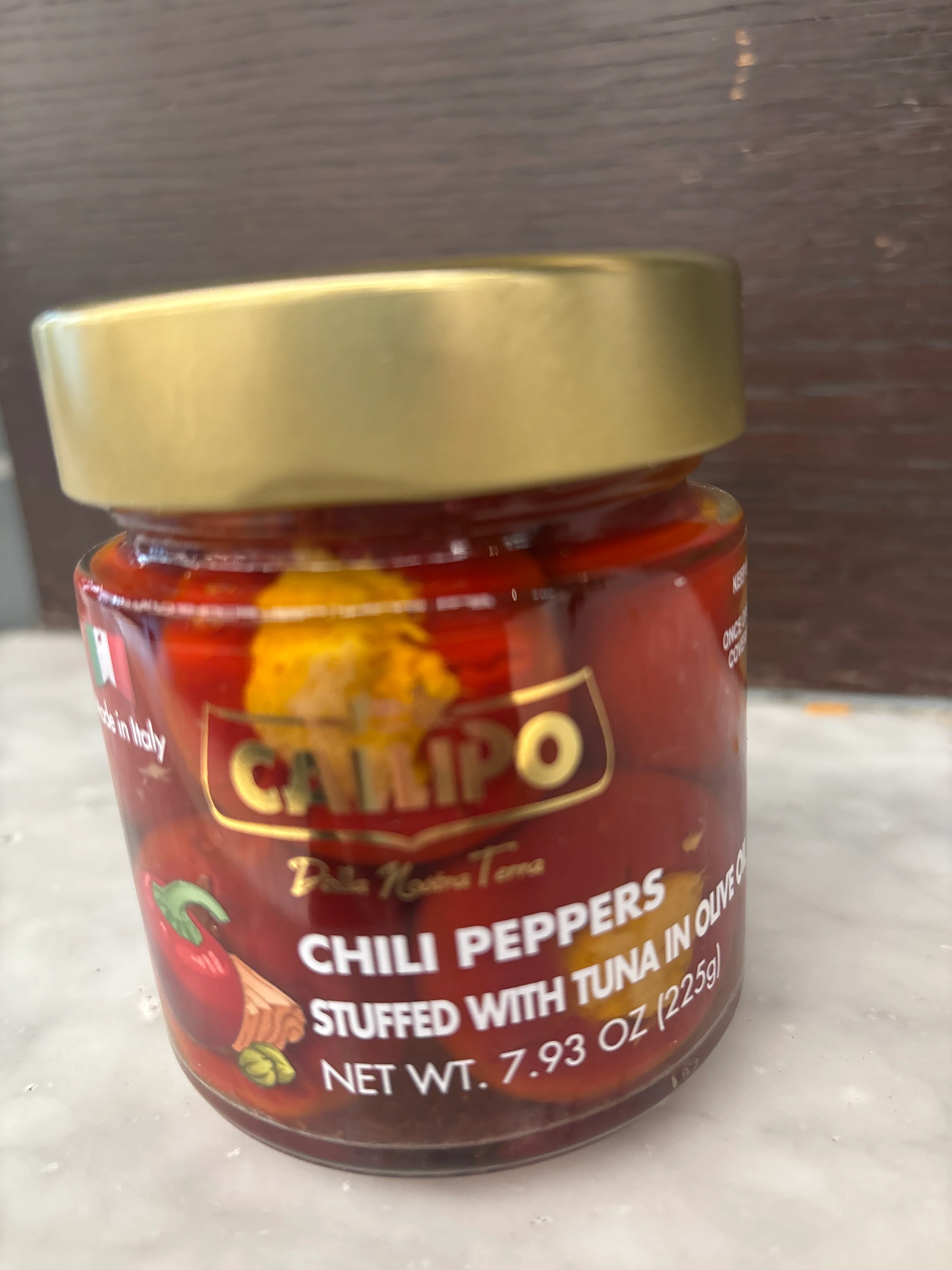 PEPERONCINI RIPIENI DI TONNO - CHILI PEPPERS FILLED WITH TUNA IN EXTRA VIRGIN OLIVE OIL - CALLIPO